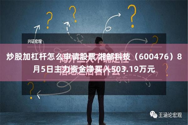 炒股加杠杆怎么申请股票 湘邮科技（600476）8月5日主力资金净买入503.19万元