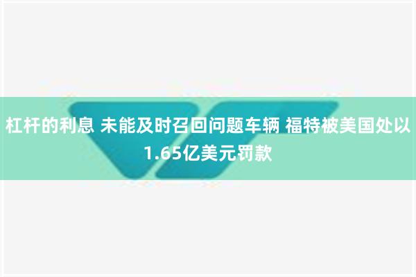 杠杆的利息 未能及时召回问题车辆 福特被美国处以1.65亿美元罚款