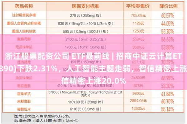 浙江股票配资公司 ETF最前线 | 招商中证云计算ETF(159890)下跌2.31%，人工智能主题走弱，智信精密上涨20.0%